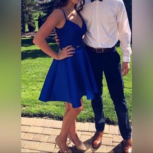 Royal blue two piece short homecoming dress
